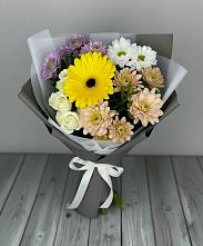Букет цветов из:  Розы, Герберы и Хризантемы #REPLACE_PRED# Савостино