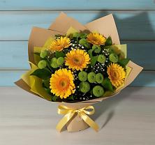 Букет цветов из:  Герберы и Хризантемы в Савостино
