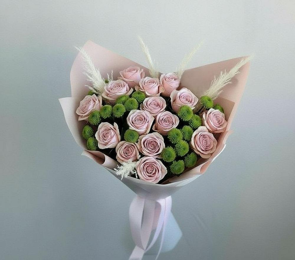 Букет цветов из: Розы и Хризантемы в Савостино