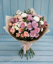 Букет цветов из:  Хризантемы, Розы и Альстромерии в Савостино