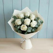 Букет Белые розы в Эвкалипте #REPLACE_PRED# Савостино