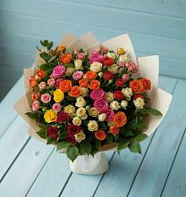Букет Микс из разноцветных кустовых роз #REPLACE_PRED# Савостино
